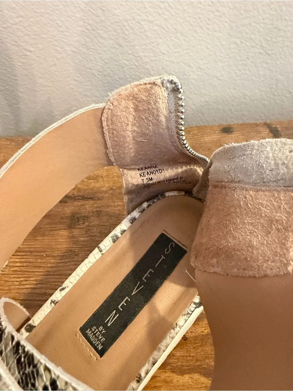 Steve Madden Snake-Print Wedge Sandals in Cream and Black